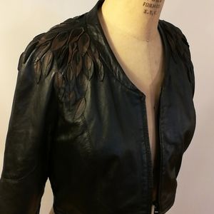 Genuine leather, cropped jacket BEBE size L leaf